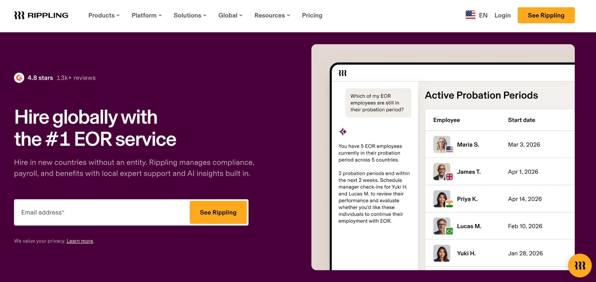 Rippling publishes extensive security information, including SOC 1 Type II, SOC 2 Type II, SOC 3, CSA STAR Level 2, ISO 27001, ISO 27018, and ISO 42001. Companies already using its HR, payroll, or IT products may benefit from managing fewer systems.
